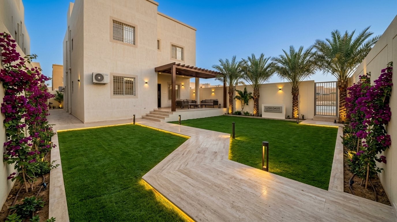 بعد تنفيذ حديقة فيلا سكنية فاخرة